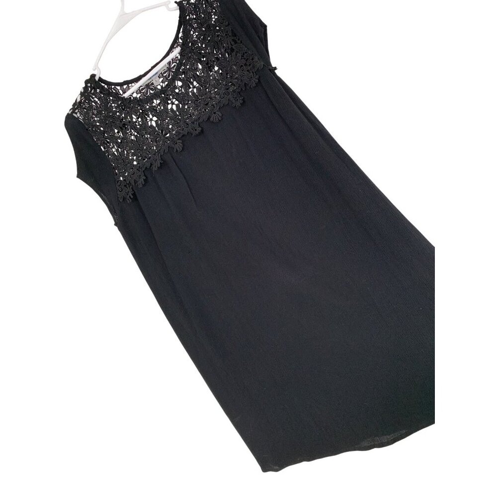 Lacy Black Cap Sleeve Mini Tunic Dress By Baileyblue Size L Junior RY10375 EUC